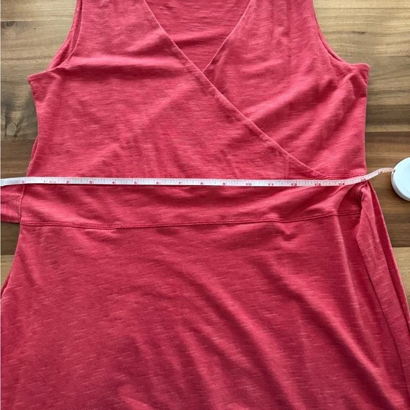 Toad & Co Coral/Red/Orange Faux Wrap Dress - Picture 9 of 10